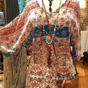 Johnny Was Multicolor Floral Blouse